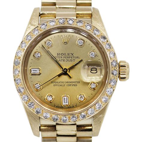 rolex lady datejust gold diamonds